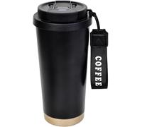 Coffee Cup Travel Mug 530ml, Insulated Coffee Cup with Leakproof Lid, Double-Wall Coffee Mug, Reusable Coffee Cups with Flip Straw, Vacuum Stainless Steel Thermal Mug for Hot and Cold Drinks (Black)