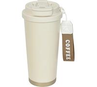 Coffee Cup Travel Mug 530ml, Insulated Coffee Cup with Leakproof Lid, Double-Wall Coffee Mug, Reusable Coffee Cups with Flip Straw, Vacuum Stainless Steel Thermal Mug for Hot and Cold Drinks (White)