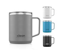 Coffee Cup Travel Mug Insulated - 12 Oz | Ceramic Lined Tumbler Cup with Lid | Reusable Office Mug | Double Wall Vacuum Eco-Friendly, BPA-Free (Gray, 350 ml)
