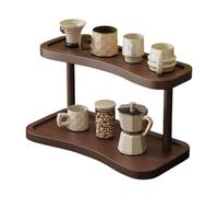 Coffee Cup - Two-tier Wooden Cup Rack with Composite Panel Frame, Sturdy Counter Shelf, Multifunctional Storage Stand, Space-saving Table Arrangement Unit | For Home