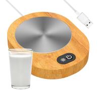 Coffee Cup Warmer - 55-65℃ Coffee Warmer | Wood Grain Coffee Warmer Plate, USB Rechargeable, Constant Temperature, 5x4 Inch, For Desk, Office, Mugs
