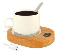 Coffee Cup Warmer For Desk - 5.51 Inches Desk Coffee Warmer | USB Rechargeable Wood Grain Plate - Constant Temperature Heater For Tea Water Milk And Hot Cocoa For Home And Office Use