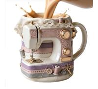 Coffee Cups 330 ml Ceramic Cute Sewing Machine Motif