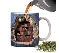 Coffee Cups, 3D Bookshelf Mug, A Library Shelf Cup, Library Bookshelf Mug, Creative Space Design Multi-Purpose Mugs,Coffee Mugs For Library Office,Book Lovers Coffee Mug,A Gift For Readers ( Color : A