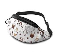 Coffee Cups Adjustable Fanny Pack Waist Bags with Headphone Hole for Sports Workout Traveling Running