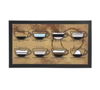 Coffee Cups Bar Mat - Black Non-Slip Table Runner Barware/Pub/Cafe Service Mat - 44x25cm - Gifts for Coffee Lovers