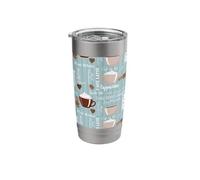 Coffee Cups Blue Vertical Lines Caffeine Grains Cappuccino Stainless Steel Insulated Tumbler