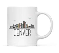 Coffee Cups Denver Colorful City Skyline Graphic Tea Mug Milk 330ml | Tea Mug Novelty Drinking Cup for Office Christmas Tea