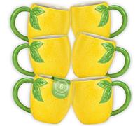 Coffee Cups Lemon Set of 6 Tea Cups with Handle - Yellow 3D Fruit Coffee Mug 360 ml