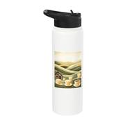 Coffee Cups On Rolling Hills Art Stainless Steel Insulated Water Bottle