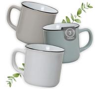 Coffee Cups Set of 3 Natural Ceramic Mugs for 300 ml Modern Scandi Dopamine Enamel Mug