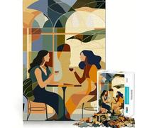 Coffee Date Conversation Jigsaw Puzzle 1000 Piece for Adults Stress Less Indoor Fun Home Enjoyable Night Play (38x52cm)