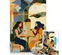 Coffee Date Conversation Jigsaw Puzzles 1000 Piece for Teenagers Skill Play Accurate Cut Home Fun (38x26cm)
