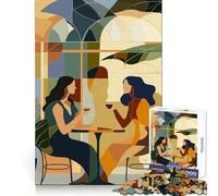 Coffee Date Conversation Jigsaw Puzzles 1000 Piece for Teenagers Skill Play Accurate Cut Home Fun (38x26cm)