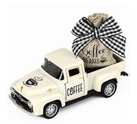 Coffee Decor for Coffee Bar Metal Truck with Coffee Beans Burlap Sack Vintage Pickup Mini Diecast Truck for Farmhouse Coffee Station Home Coffee Bar Tabletop Decorations