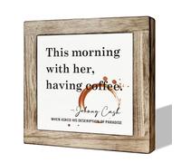 Coffee Decor Set, Wooden Box Signs for Home Decor, Farmhouse Wood Sign, Cafe Table Desk Decortion, This Morning With Her Having Coffee Sign