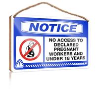 Coffee Decor Wood Sign Plaque/Lacquered Finish & Southern Home Decor - Restricted | Farmhouse Dining Room Decor, Notice No Access To Declared Pregnant Workers And Under 18 Years