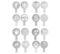 Coffee Decoration Stencils, Aluminium Art Templates, 16PCS for Cappuccino and Hot Chocolate - Durable Material, Easy to Use, Perfect for Homemade Drinks and Desserts