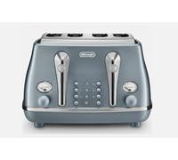 De’Longhi Icona Metallics 4-Slice Toaster 1800W with Defrost & Bagel Functions