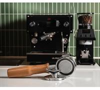 Coffee Design Premium 2-in-1 Stainless Steel E61 Portafilter with Wooden Handle【Double Spout and Bottomless Design】 Compatible with La Mazzaro, ECM, Rocket, Sanremo Espresso Machines and More