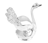 Coffee Dessert Spoon Set Swan Base Holder Coffee Spoon Holder with 6pcs Forks, Elegant Alloy Teaspoon Mixing, Sugar, Ice Cream, Cake Desserts for Fruit, Appetizers(Gold (Silver White Holder with