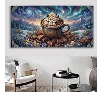 Coffee Diamond Art Kits Adults 5D Diamond Painting Chocolate DIY Full Round Drill Crystal Art Kits for Adults Beginners Rhinestone Embroidery Arts and Crafts for Home Wall Decor Gifts 70x140cm,Cod-133