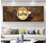 Coffee Diamond Painting Kits for Adults, 5D Retro Large Diamond Art Kits Adults, DIY Round Full Drill Gem Art Mosaic Kits for Beginner, Crystal Rhinestone Crafts for Home Wall Decor 40x120cm, Model487