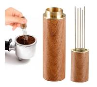 Coffee Distribution Tool, Coffee Stirrers Natural Wood Handle Coffee Distributor Needle Espresso Stirring Distribution for Coffee Lovers（6 Needles）(Brown)