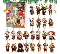 Coffee Dog Christmas Decoration | Christmas Countdown Calendar, 24-Day Collection Gift Box with 2D Acrylic Pendants, A Festive for Kids and Family