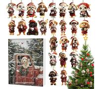 Coffee Dog Christmas Decoration | Christmas Countdown Calendar, 24 Days Gift Box with 2D Acrylic Attachments, A Festive Surprise for Children and Family