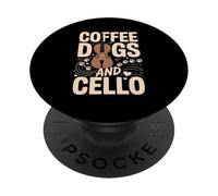 Coffee Dogs And Cello Funny Music Lover Celloist PopSockets Adhesive PopGrip