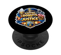 Coffee Donuts And Justice Funny Police Officer Policeman Cop PopSockets Adhesive PopGrip