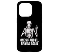 Coffee Drinking Skeleton One Sip and I'll Be Alive Again Case for iPhone 15 Pro