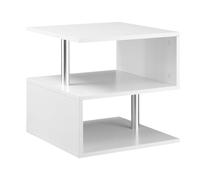 Coffee End Table S shape 2 Tier Storage Shelves Organizer Versatile Home office furniture White