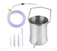 Coffee Enema Bucket Kit - Stainless Steel Bucket with 2M Silicone Hose & 4 Tips for Colon Cleansing and Detox Enemas, 2L Capacity, Water Wash Therapy