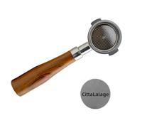 Coffee Espresso 304 Stainless Steel & Wooden Bottomless Portafilter 2 Ears 51mm with Filter Basket & Puck Screen Filter Fits for Delonghi Coffee Machine ECO310/BCO430/EC260/EC155/ECP3630/ECP3120