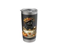 Coffee Fall Cat Themed Graphic for Tea Drinker Cute Autumn Stainless Steel Insulated Tumbler