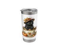 Coffee Fall Cat Themed Graphic for Tea Drinker Cute Autumn Stainless Steel Insulated Tumbler