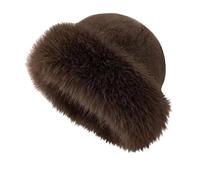 Coffee Faux Fur Hat - Thick Russian Cossack Earmuff Cap, Soft Plush Fluffy Windproof Thermal Trendy Furry Hat for Skiing, Skating, Climbing - Ladies, Women, Girls