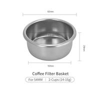 Coffee Filter Basket 54mm,Compatible for Breville,Compatible for Sage,Espresso Machines 304 Stainless Steel Non-Pressurized Barista Accessories 1cup 2cups(54mm-2-cup)