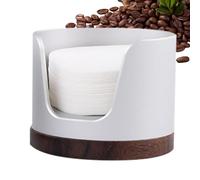 Coffee Filter Dispenser | Round Replacement Paper Filter Dispenser | Dustproof Container with Lid, Portable Wooden Vintage Farmhouse Style Farm Holder for Coffee Filter