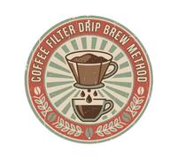 Coffee Filter Drip Brew Method Metal Tin Sign