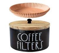 Coffee Filter Holder, Farmhouse Style Wooden Organizer with Lid - Counter Coffee Filter Holder, for Pour Over Drip Brew in Home Camping and Travel