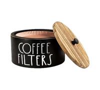 Coffee Filter Holder - Wooden Rustic Cafe Decor, Coffee Filter Organizer with Lid | For Pour, Drip, Brew, Serve | Camping, Travel, CoffeeBar, Rustic Style Storage Box, Wooden Filters Basket