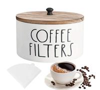 Coffee Filter Holder - Wooden Rustic Cafe Decor With Lid, Efficient Brewing Solution Coffee Filter Organiser, Conceal Filters Efficiently For Pour Drip Brew Serve Camping Travel