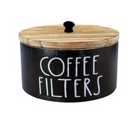 Coffee Filter Holder - Wooden Rustic Coffee Filter Storage Box With Lid | Paper Organizer Basket For Pour Drip Brew Serve Bar Decoration Camping Travel