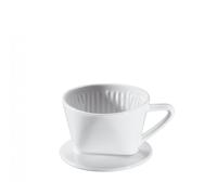 Coffee filter made of robust white glazed tasteless ceramic