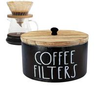 Coffee Filter Organizer - Rustic Coffee Filter, Farmhouse Kitchen Decor Storage Box Holder with Lid, Pour Drip Brew, Neat Counter Container for Home Travel | Practical Portable Coffees Storage