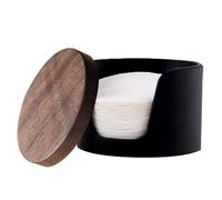 Coffee Filter Paper Storage Box - 1 x Filter Storage Container Round Aluminium Coffee Filters Dispenser, Round Cofffee Filters Holder, Vintage Farmhouse Style Wood Dust-Proof Container with Lid