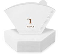 Coffee Filter Papers Size 1, 200 Pack Disposable U-Shape Coffee Paper Filters for Pour Over and Drip Coffee Makers Suitable for Home or Coffee Shop, 1-2 Cups